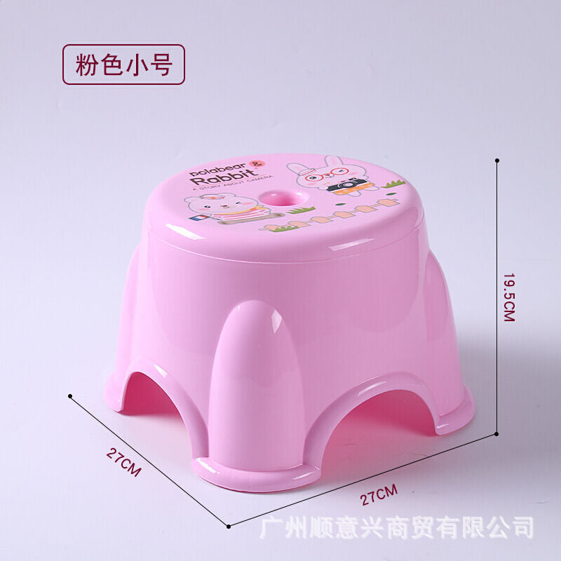 Children's plastic small stool Kindergarten bench Round low stool Coffee table stool Household non-slip bath low stool Small chair