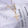 Aliexpress cross-border hot selling jewelry: 18k gold plated cross pendant necklace, fashionable minimalist beaded chain, women's short style