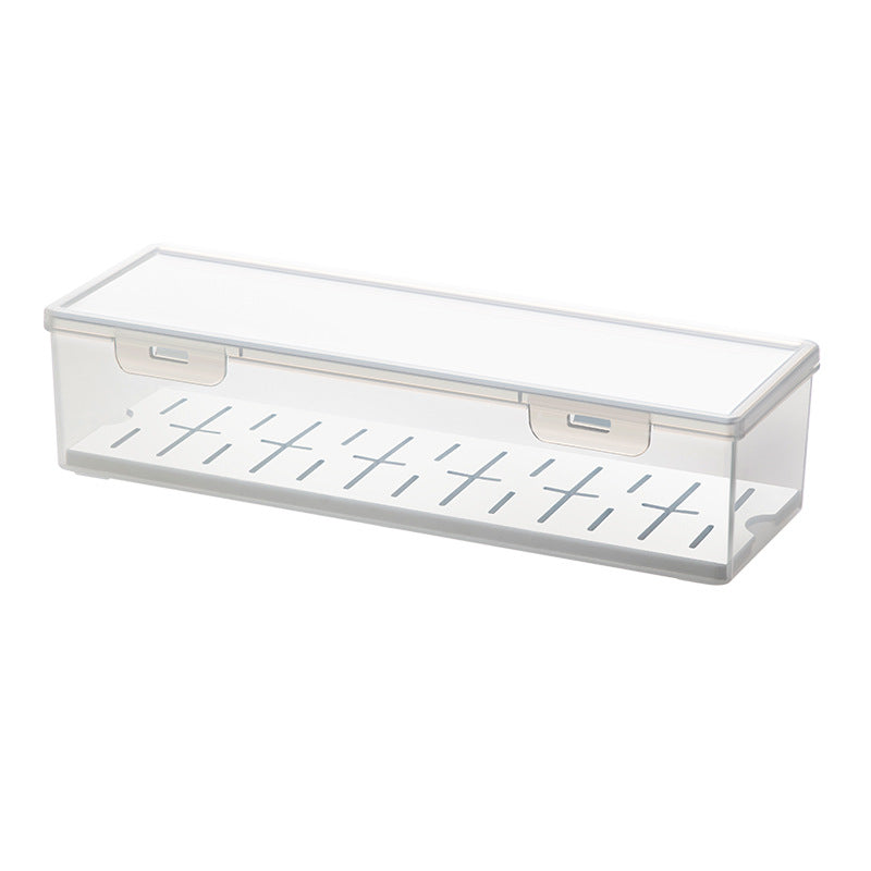 Kitchen refrigerator storage box with lid, anti-odor seafood drain sealed fresh-keeping box, food grade frozen storage box