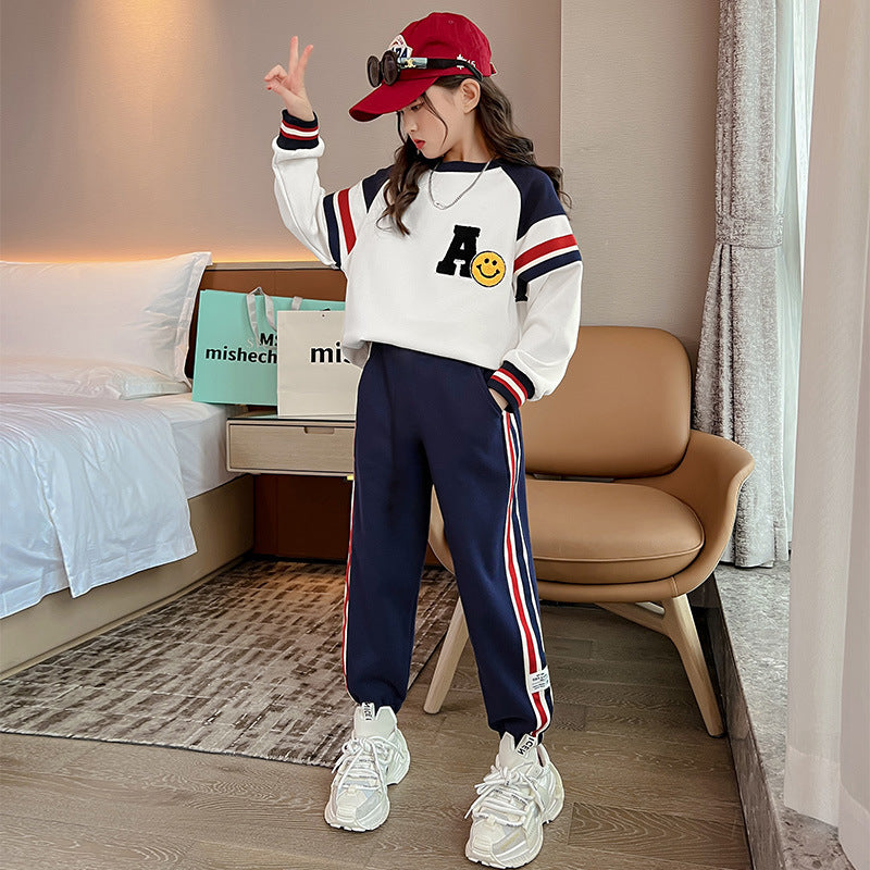 Girls' activewear set - spring/autumn  new collection - trendy hoodie and sweatpants two-piece outfit for girls (sizes for mid-to-large children)