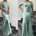 African foreign trade   women's plus size mesh off-the-shoulder ol commute sexy slit dress