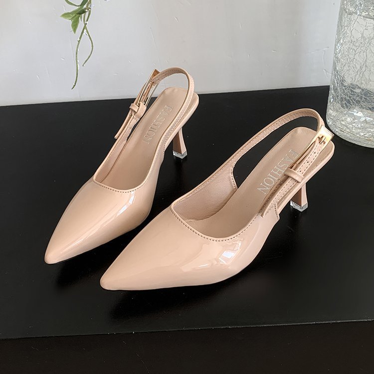 French stiletto closed-toe sandals women's single strap high heels 2026 summer new versatile pointed-toe slingbacks