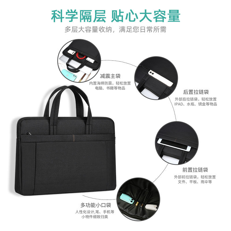 Large capacity tote document bag waterproof oxford cloth file folder printed office zipper conference bag laptop bag wholesale