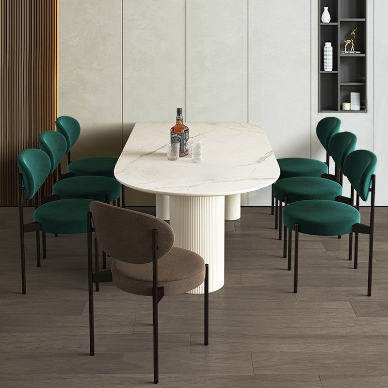 Cream style rectangular dining table household small apartment rock slab negotiation table and chair combination modern simple Roman column round table