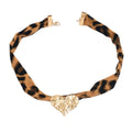 Leopard print love necklace wholesale european and american cross-border niche trendy jewelry hip-hop style star heart choker necklace