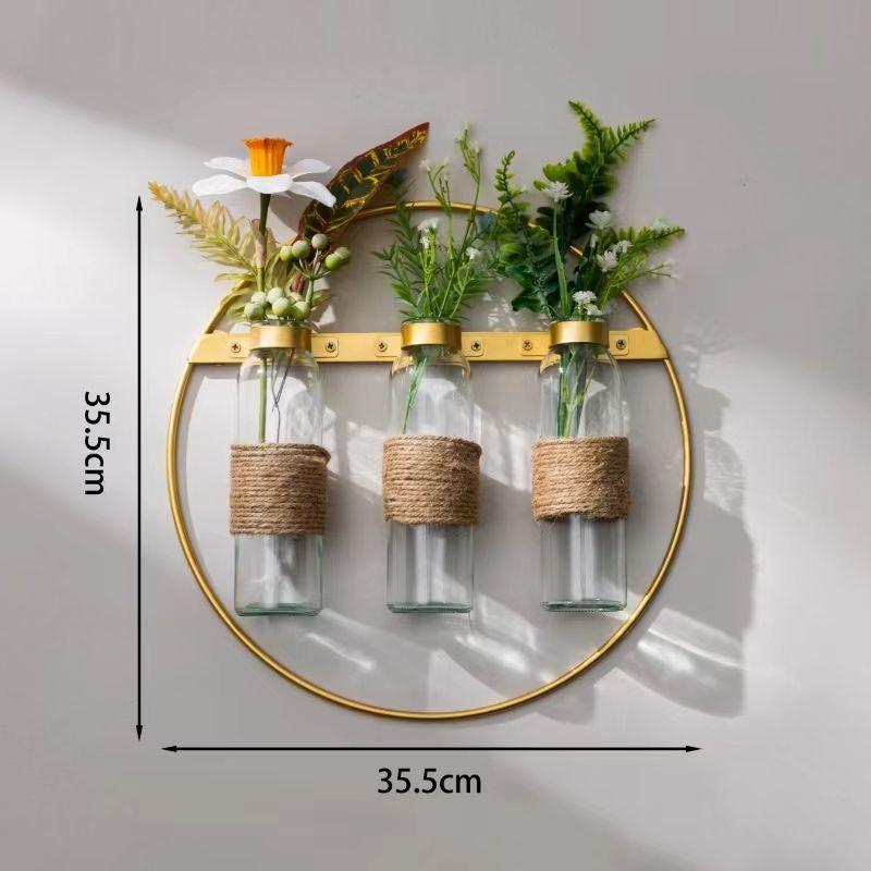 Wall-mounted vase & plant holder - no drilling required - hydroponic flower stand - nordic iron art decor
