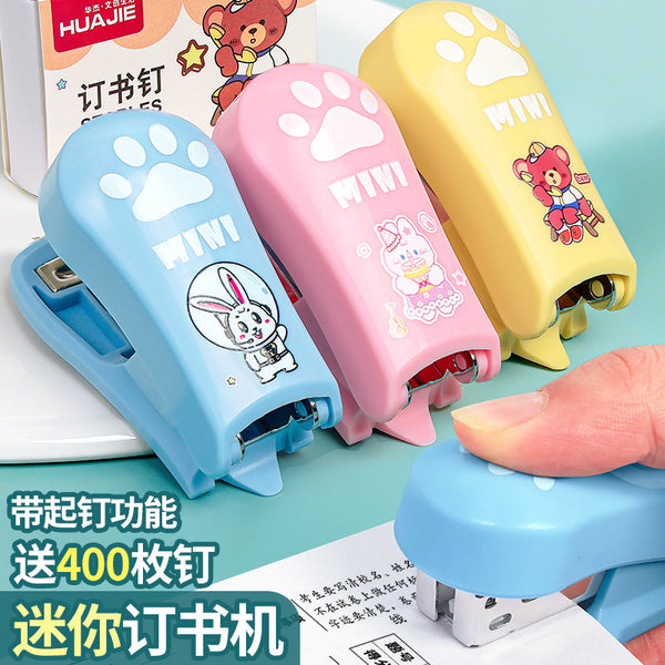 Huajie Mini Stapler Cartoon Labor-saving Stapler Stapler Takeaway Packing Binding Machine Portable Stapler