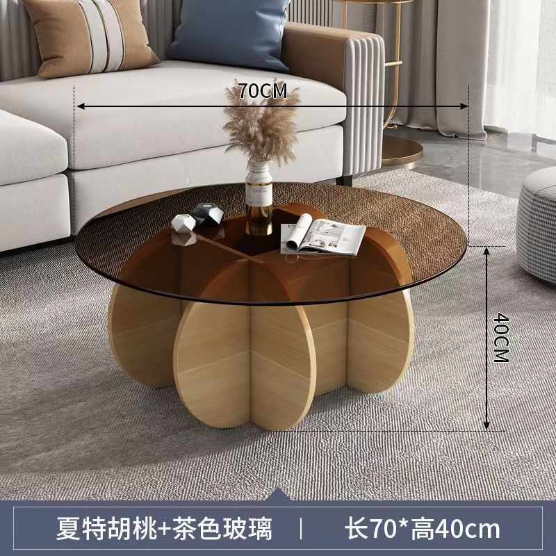 Glass coffee table accessible luxury modern living room for home small apartment casual round popular table normcore pumpkin coffee table