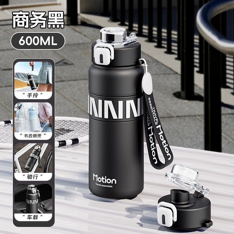 Outdoor bouncing double drink thermos cup 316 stainless steel straw water cup sports thermos portable wholesale customized