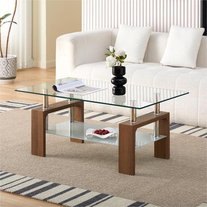 Amazon export mdf coffee table - modern minimalist tempered glass side table with a touch of luxury