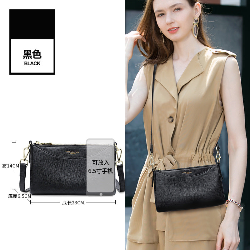 Crossbody bag women's 2025 new small bag, genuine leather women's bag, fashionable and simple large-capacity mother casual cowhide shoulder bag