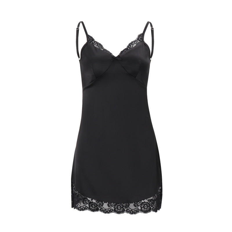 Amazon women's spring  new arrivals: sexy & sweet v-neck lace trim strappy mini dress