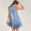 cross-border summer sleeveless fashion trendy ins style loose denim dress pleated skirt women's clothing