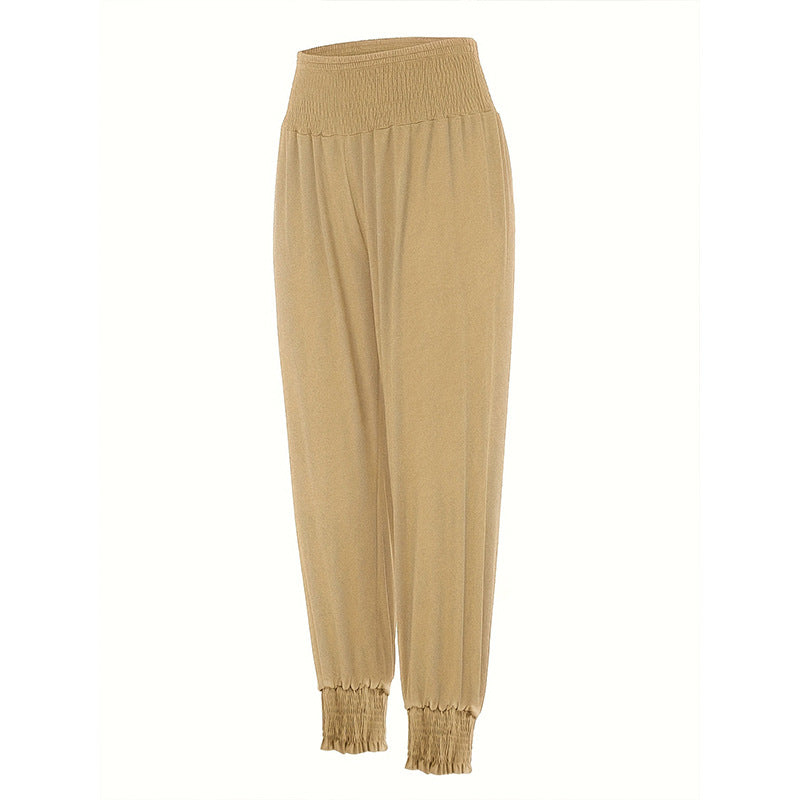 In stock-73060#  cross-border foreign trade women's clothing european and american ins casual loose pure color jogger pants casual pants