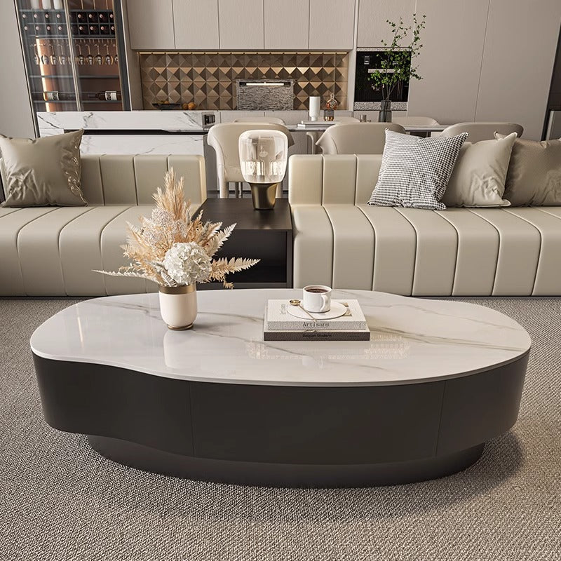 Special-shaped rock slab mango coffee table modern casual size apartment oval living room for home simple