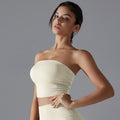 New arrivalpure color chest-wrapped yoga wear tops pleated tube top breathable silm anti-shedding running sports intimates fitness wear