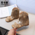Summer rivet boots new arrivalgirl one strap roman shoes semya style tassel high slope heel kids sandals