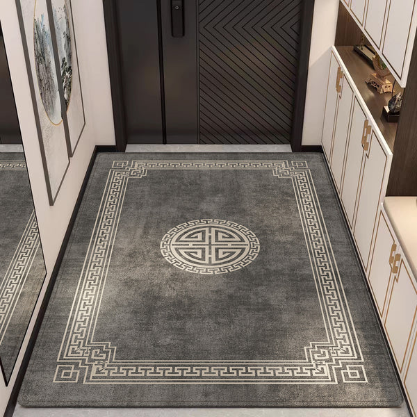 New Chinese-style high-grade gray door mat, door floor mat, household door foot mat, door carpet, porch mat, dirt-resistant