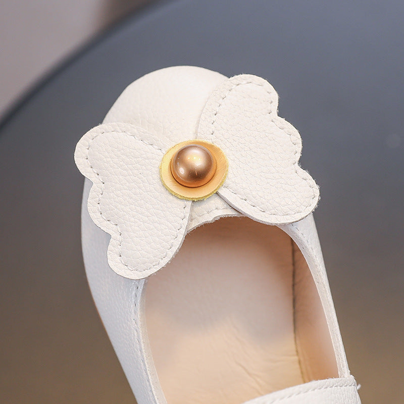 spring/autumn new princess shoes: stylish and trendy girls' leather shoes, soft-soled flats for toddlers and children