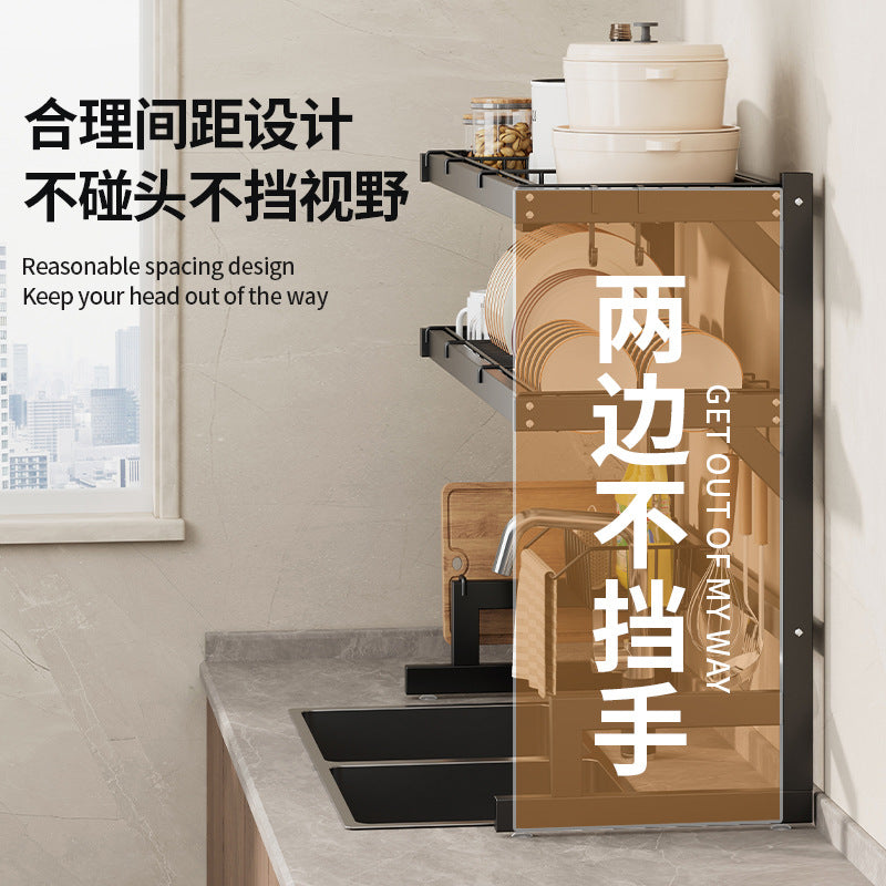 Kitchen dish drain rack Household bowl and chopstick drain bowl rack Drying bowl rack Storage box Dish rack Sink Carbon steel rack