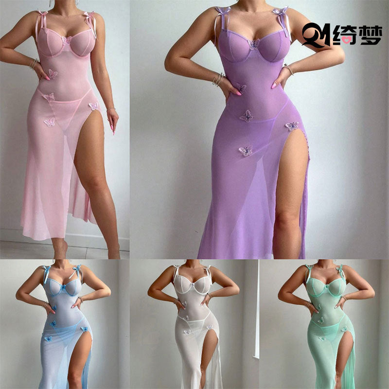 summer new arrivals: sexy see-through maxi dress with high slit and lace detail - european and american style for export
