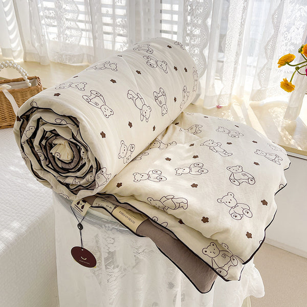 Douyin popular double-layer yarn soybean fiber summer quilt soft waxy gift summer cool quilt summer air conditioner is washed thin quilt
