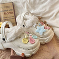 Detachable cotton slippers for women, suitable for autumn and winter wear, thick-soled winter 2024 new style cotton slippers, fleece-lined clogs for winter
