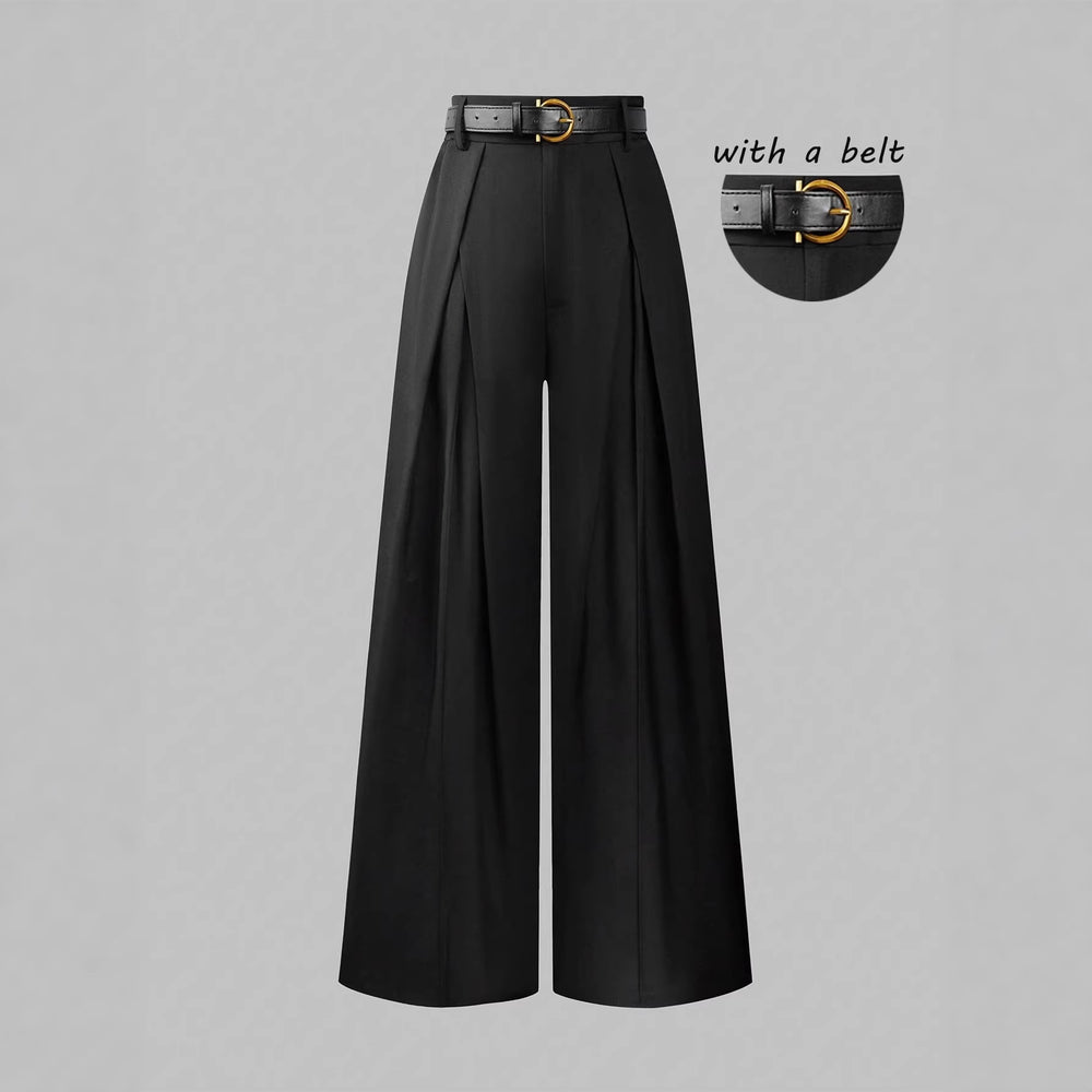 Amazon cross-border women's new high-waisted wide-leg pants: european and american style, drapey, pleated, slimming, commute-ready suit pants