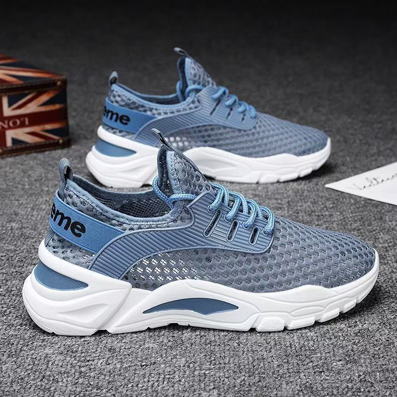 2025 new winter men's breathable lightweight single mesh hollow-out mesh sports running casual mesh shoes - trendy men's sneakers