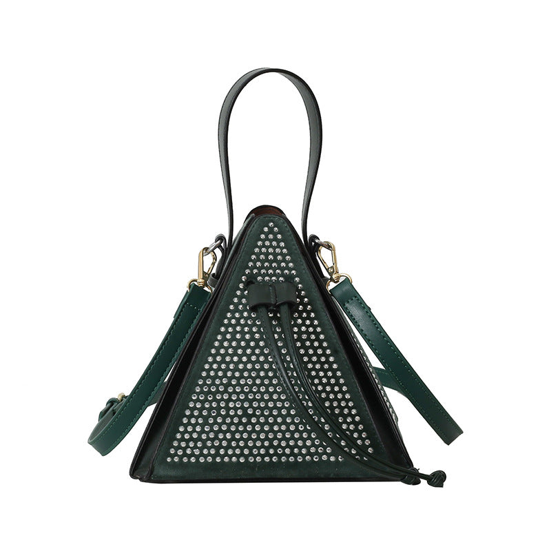 This year's popular women's bags: 2025 new korean-style fashionable studded, trendy, hand-held, crossbody, triangular small square bags
