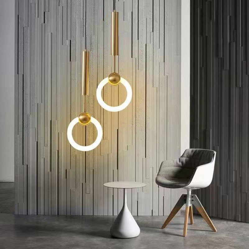 Modern minimalist brushed gold u-shaped linear pendant light - italian style for bedroom, bedside, dining room, island, bar, and hotel