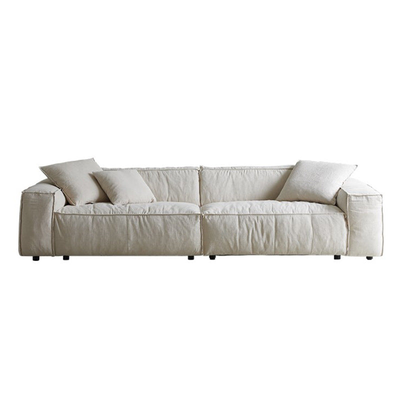 Linen fabric down sofa italian wabi-sabi style minimalist modular sofa set four-seater straight row sofa removable and washable