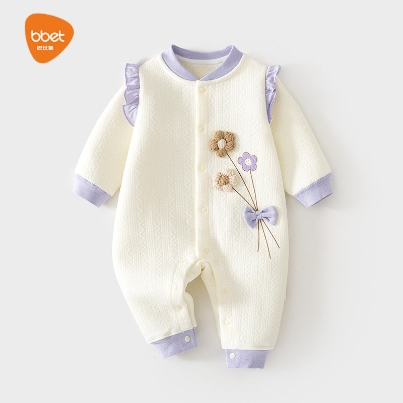 Babylon class a split heattech jumpsuit fall and winter boneless khaki newborn quilted romper kids jumpsuit