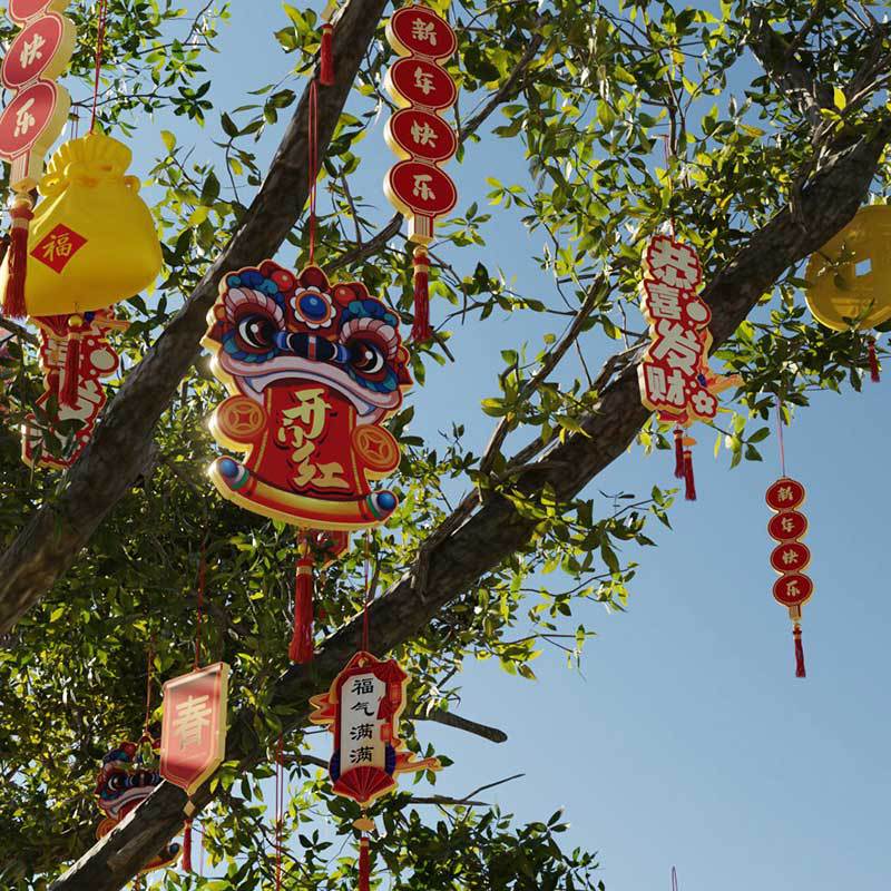 2024 new copper coin hanging tree lamp outdoor lighting tree lamp New Year's Day festival atmosphere decorative chandelier