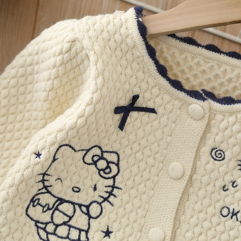 Kids' cardigan sweater - fleece lined, extra thick, girls' sweater dress, versatile knit outerwear set for girls