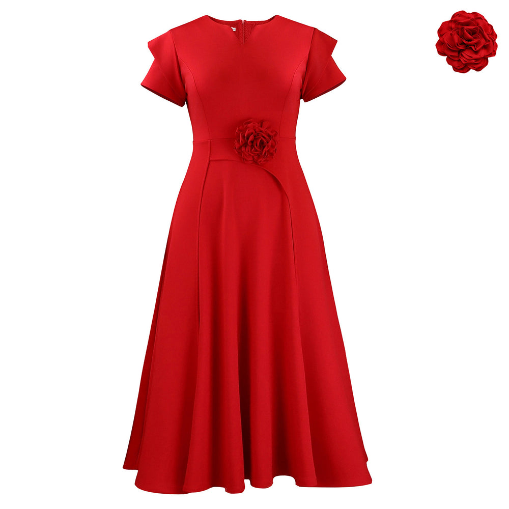 D3367 women's summer new arrival: european and american style elegant plus size midi high waist a-line african dress