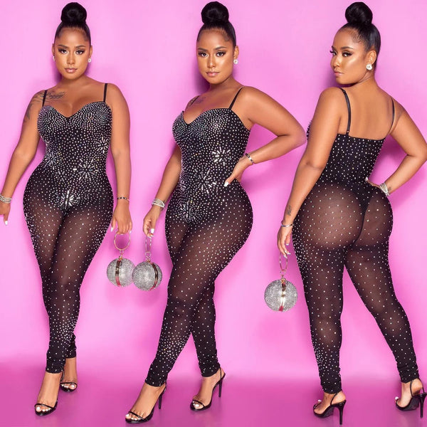 YK2523 Hot Sale European and American Sexy, Suspender Hot Diamond Jumpsuit