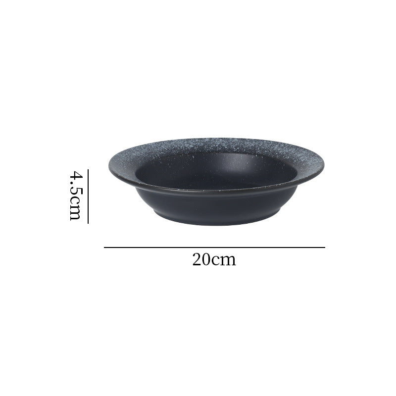 Japanese retro ceramic dinnerware - western dessert, straw hat plate, restaurant hot pot, soup plate, fruit salad, snack deep dish
