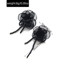 new arrivalniche styleaccessible luxuryclassy sense fabric rose flower earrings women's retro exaggerated black tassel earrings