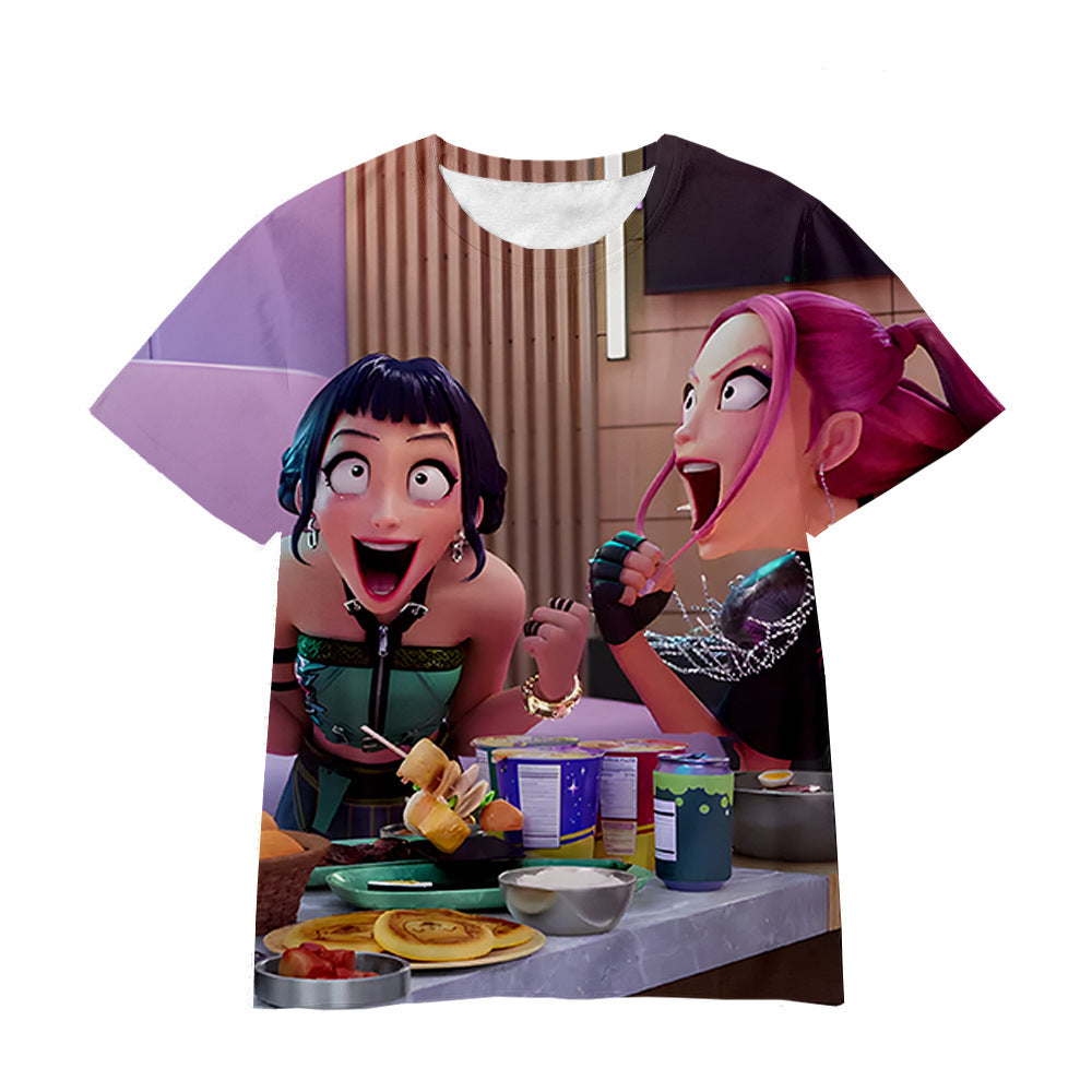 Witcher boy group 3d digital printing cross-border overseas casual loosefashion t-shirt k-pop girls t-shirt