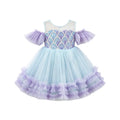 Wholesale rainbow floral princess dress for girls and toddlers - off-the-shoulder birthday dress, dance performance costume - in stock