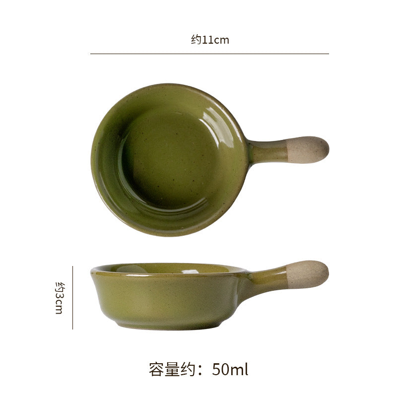 Retro handle seasoning ceramic dish japanese kiln restaurant dipping dish snack dish seasoning dishaccessible luxuryretro