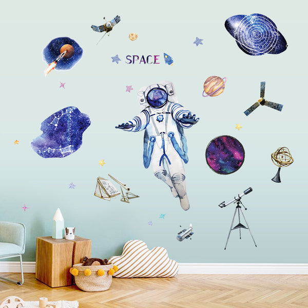 New wall sticker space astronaut wall sticker children's room study boy bedroom door cabinet decorative sticker HT94009