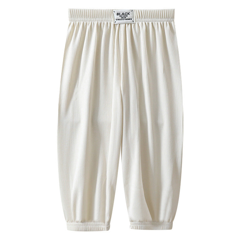 Summerkidsloose pants boys thin bloomers girls ice silk anti-pattern pants baby casual shake nine-point pants