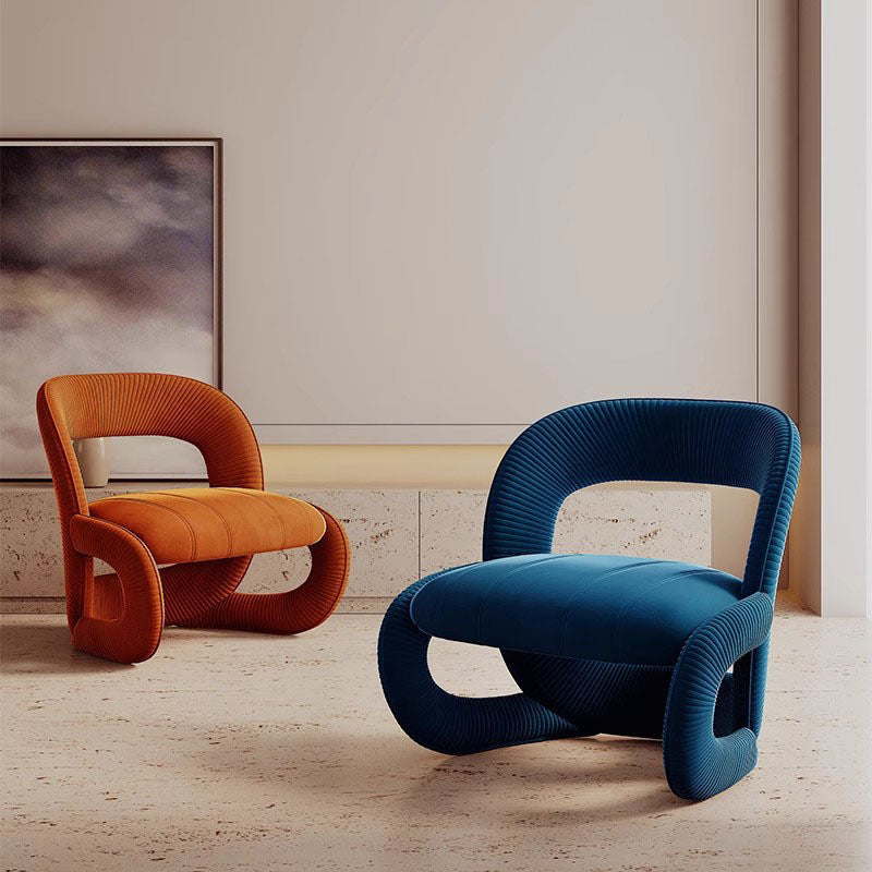 Designer single sofa chair wabi-sabi style homestay apartment leisure backrest bedroom irregular sofa solid wood minimalist