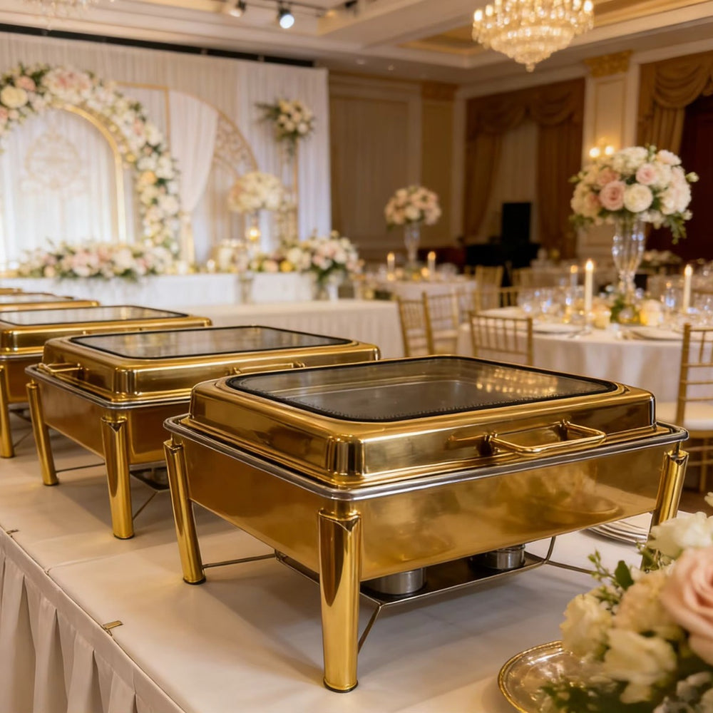 Thickened stainless steel buffet warming cabinet with hinged lid - ideal for hotel buffets and cafeterias