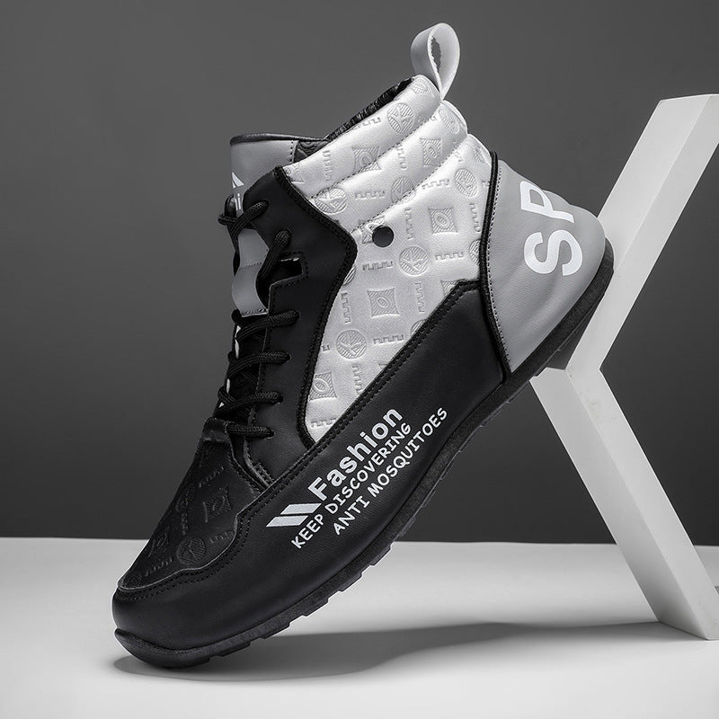2025 spring new men's high-top shoes, men's martin boots, white men's casual sneakers, student trendy shoes