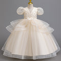 New arrival: export-quality children's formal dress - beaded wedding gown, princess dress for little girls, perfect for piano recitals and performances. kids dress