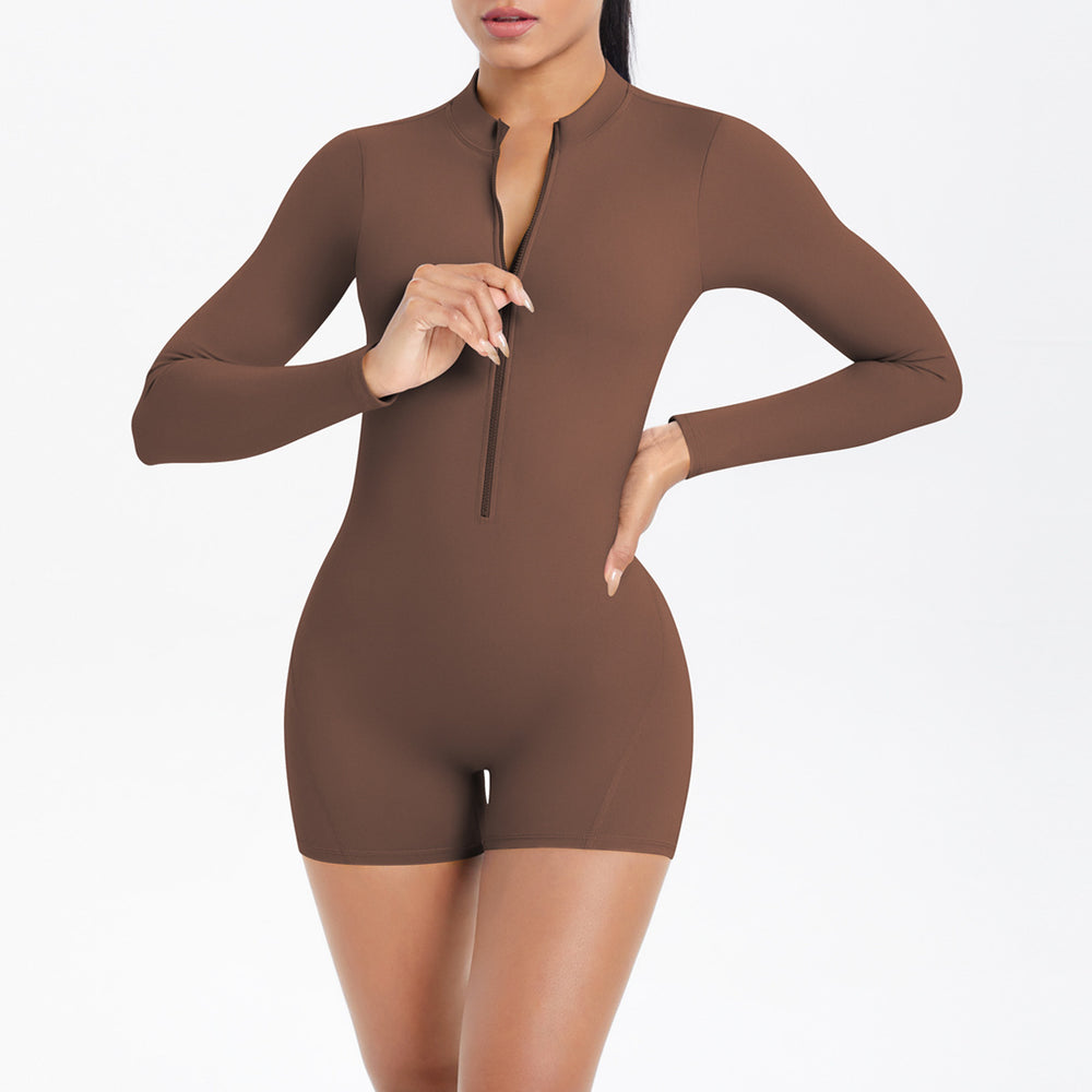 fashioncut out beautiful back half open zipper jumpsuit peach butt sports fitness running jumpsuit women's yoga wear