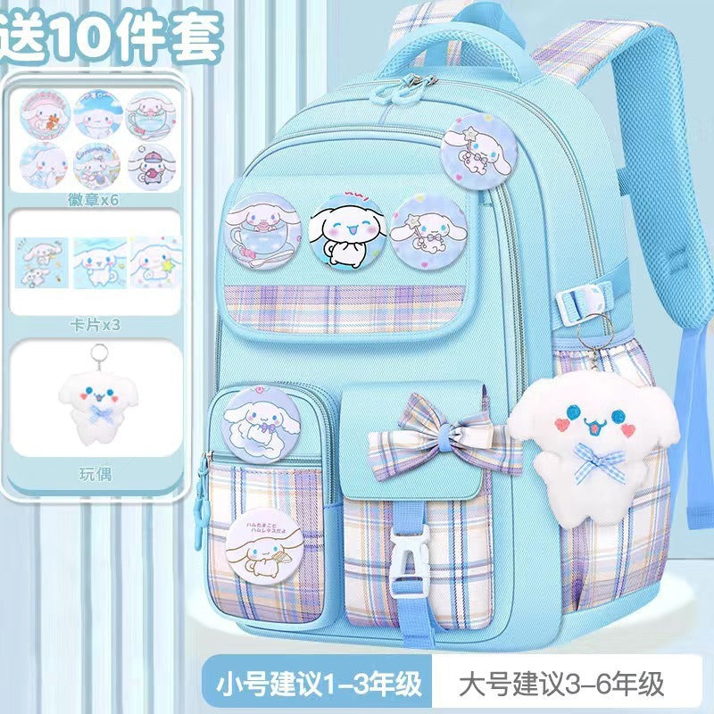 foreign trade school bag plaid primary school student backpack spine protection and burden reduction girl large capacity kids backpack cute